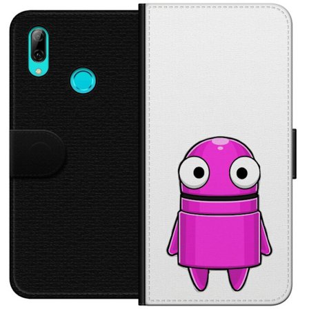 Yhteensopiva Lompakkokotelo Huawei Huawei P smart 2019 Roosa piirretty hahmo, jossa pyöreä muoto ja suuret silmät tummalla taustalla