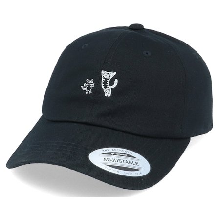 Iconic - Zwart unconstructed Cap - Cat Vs Mouse Black Dad Cap @ Hatstore