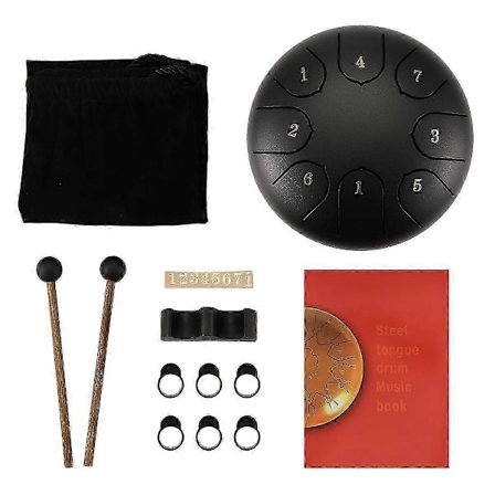 Regntromme for utendørs bruk, Regntromme for utendørs bruk i regnvær, Regntromme for utendørs hage, 6 tommer 8 toner Chakra Tromme (Svart)