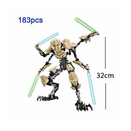 Laadukas uusi hahmo, yksityiskohtainen Star Wars General Grievous Rakennussarja Toimintalelu {TL}