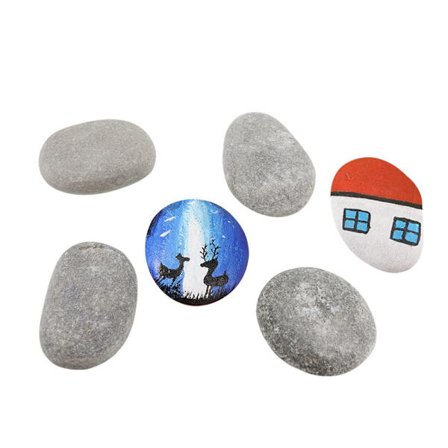 Strandsten til tegning 6 stk. Glatte flade store strandsten til maling Kunsthåndværk Sæt med 60-70 mm dekorative maleri flade stensten