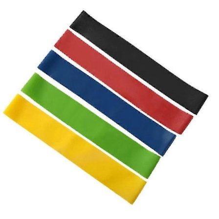 Sæt med elastiske træningsbånd i gummi til mænd og kvinder, 5 forskellige modstandsniveauer, elastik til booty, ben træning og yoga