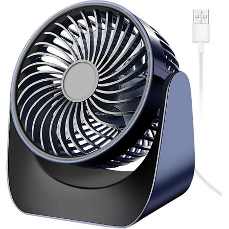 Stille USB-vifte, Mini bordvifte 3 hastigheter, 360 graders rotasjon Liten kraftig bærbar bordvifte for soverom Bil Camping Utendørs (Marineblå, Uten 