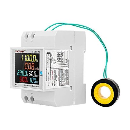 Energimåler Tester 100A, Amperemeter, Voltmeter, Effekt, Spenning, Ampere, Watt