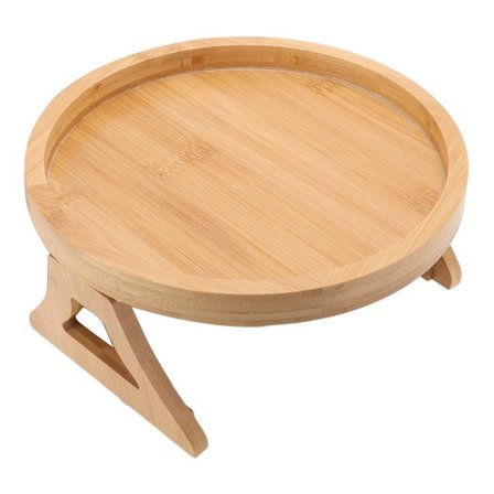 Soffa bricka i bambuträstruktur Armstöd soffbord för kaffe te snacks