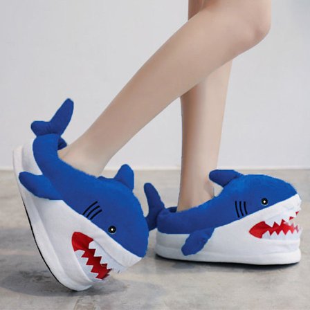 Haj Hjemmesko Tegneserie Hyggelige Komfortable Kvinder Mænd Søde Dyr Haj Hjemmesko