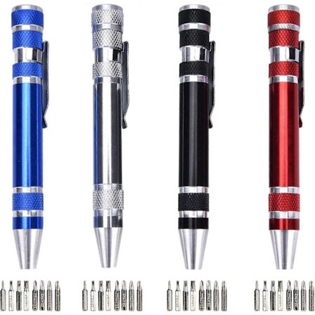 4 Sarjaa Ruuvimeisselisetti Magneettinen Ruuvimeisseli Kynä Ruuvimeisseli 8 in 1 Mini Tarkkuusruuvimeisselisarja Kuulakärkikynä Design Kannettava 