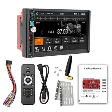 2din 7 tuuman Autoradio Carplay Autoradio -vastaanottimella Kosketusnäyttö Hammas Fb Hd Mp