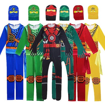 Populær Ninja Cosplay Kostume til Drenge Jumpsuit Sæt Halloween Julefest Tøj Ninja Superhelt Streetwear Kostumer Grøn 9-10T