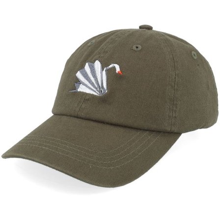 Kiddo Cap - Grön unconstructed Keps - Kids Paper Swan Olive Washed Dad Cap @ Hatstore