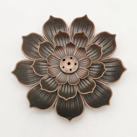Legering røkelsesbrenner buddhisme Lotus Line røkelsesplate bronze L