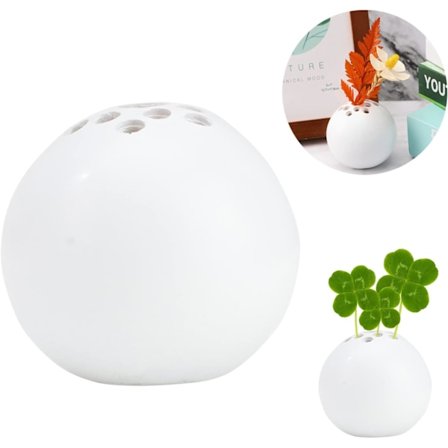 Liten håndlaget vase i harpiks, blomsterstein, bordpynt, 6 cm, fargerik, rund, miniatyrvase med flere hull, perforerte vaser, kreativ, moderne 