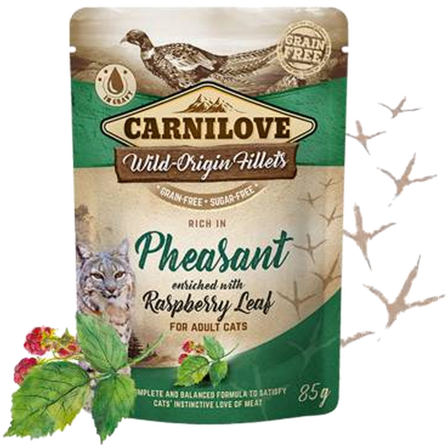 Carnilove - Cat Pouch fasan beriket med bringebærblader 85 g - Katt - Kattefôr & kattemat - Våtfôr og våtmat - ZOO.no