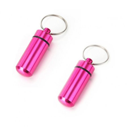 2st Rosa Piller- Medicin-burk/behållare på nyckelring