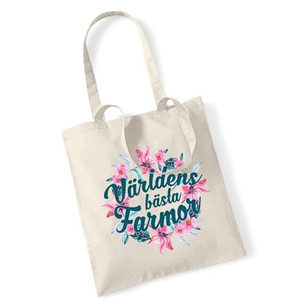 Tygkasse Världens bästa Farmor shopping väska - Tote bag Bloom