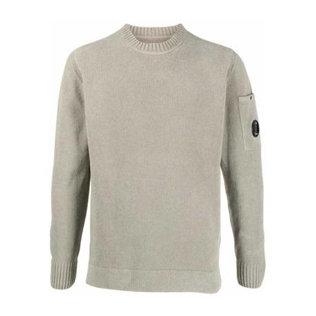C.p. Company, Chenille Cotton Crew Neck Knitwear Grijs, Heren, Maat:M
