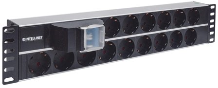 INTELLINET Power strip rack 19'' 2U 250V/16A 15x Schuko 3m double air switch