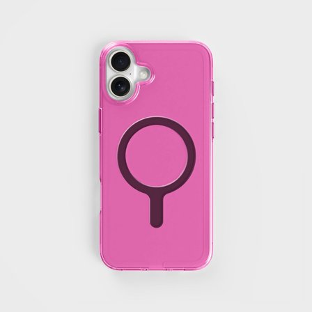 Rosa transparent mobilskal med MagSafe & bonuskabel, iPhone 16 Plus