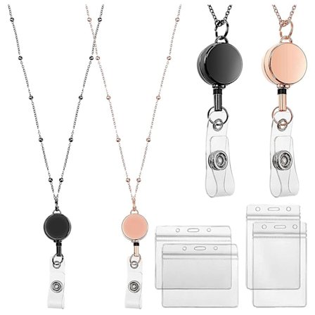 2 st Retractable Reel Lanyard Med ID-hållare Halsband Lanyard Clip Kedja Vattentät Hållare - B