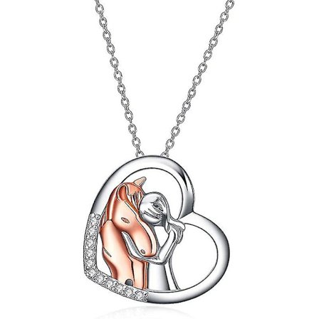 Halsband med hästberlock i sterlingsilver, present till flickor som älskar hästar