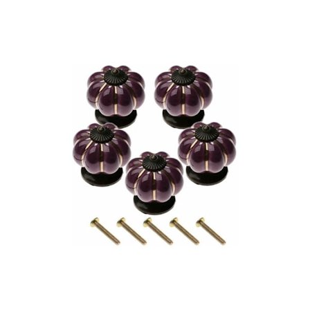 Set med 5 vintage pumpaformade möbelhandtag i keramik för skåp byrå mörk lila LITTLE CRAYFISH CHAM
