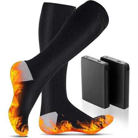 Varme Sokker, Elektriske Varme Sokker for Menn og Kvinner, Oppladbare, 5000mAh Batteridrevne Vinterfottvarmere, 4 Varmenivåer for Innendørs og 