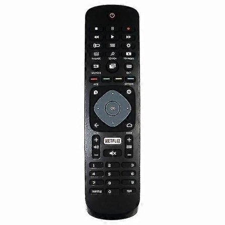 Universal Philips Smart TV Fjärrkontroll Med Netflix Ersättning Svart One Size