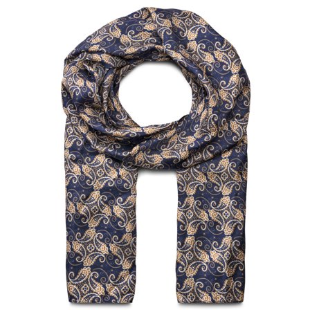 Sciarpa in seta con motivo paisley blu e oro per uomini - Sciarpe estive