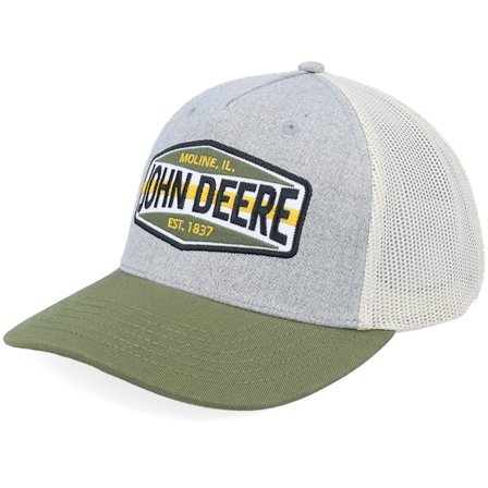 John Deere - Grå trucker Keps - Colorblock Mesh Back Ivory A-Frame Trucker @ Hatstore