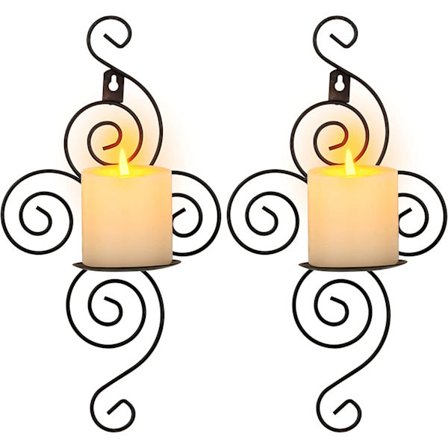 Vintage vægmonteret lysestage (sort), kreativ jern dåse