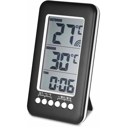 LCD Digital Termometer °C / °F Digital Inomhus/Utomhus Termometer Klocka Temperaturmätning med Sändare