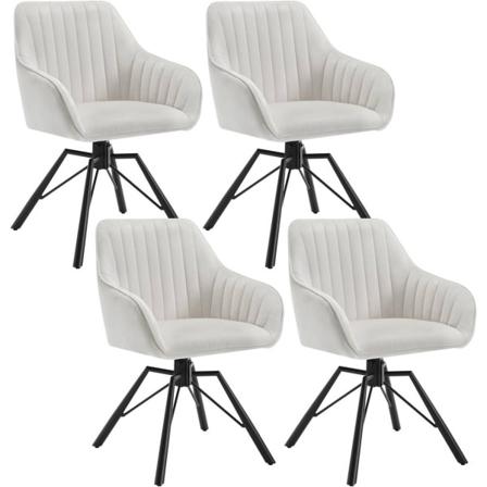 Rootz roterende spisestuestole Sæt med 4 - Fløjlslænestole - Drejestole - 360 graders rotation, behagelige og robuste - 58 cm x 83,5 cm x 53,5 cm