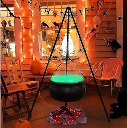 Halloween Stor heksegryte på stativ med lys