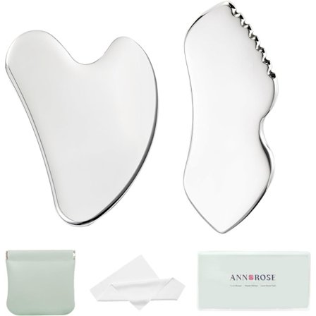 Uusin malli 2025, 2 kpl ruostumattomasta teräksestä valmistettuja gua sha -kasvotyökaluja, GuaSha-setti kasvoille ja kaulalle, luonnollinen ihonhoito,