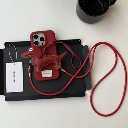 Sød Dachshund Læder Klips Telefon Etui