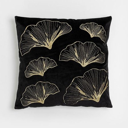 Mustakultainen koristetyyny 45x45cm kangas
