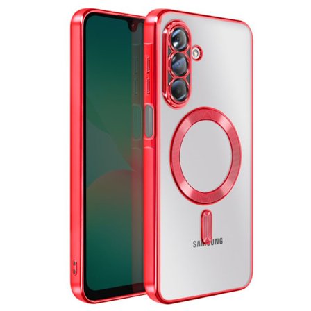 Coque för Galaxy A26 Kompatibel med MagSafe med Röd Kromad Kant
