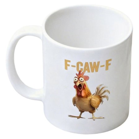 F-Caw-F Rolig Kyckling Kaffemugg, F-Caw-F Tupp Kaffekopp, Nyhet Keramisk Mugg Skämtgåva För Män Kvinnor Vit