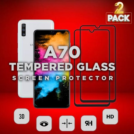 2 Pack Samsung Galaxy A70 - Härdat Glas 9H-Super Kvalitet 3D
