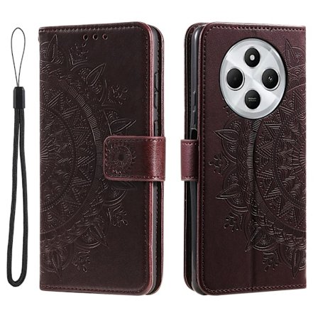 SKALO Xiaomi Redmi 14C Mandala Flip Cover - Brun