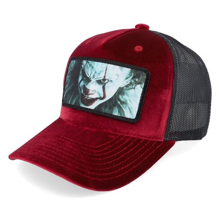 Scenes - Rød trucker Caps - Horror Clown Velvet Red/Black A-frame Trucker @ Hatstore
