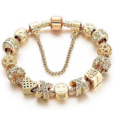 Charm Armbånd til Kvinder Guldbelagt Slangekæde Hjerteform Smi