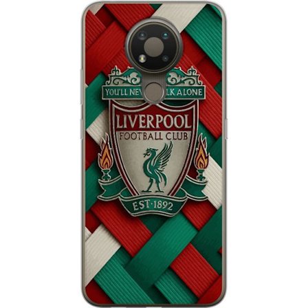 Yhteensopiva Puhelinkuori Nokia Nokia 3.4 Liverpool Football Clubin tunnus, jossa You'll Never Walk Alone voimakkaassa graafisessa suunnittelussa into