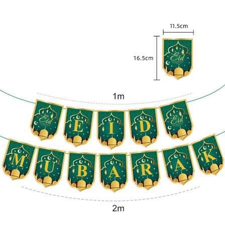 1 set Eid Mubarak-banderoller, girlang och latexballonger B B