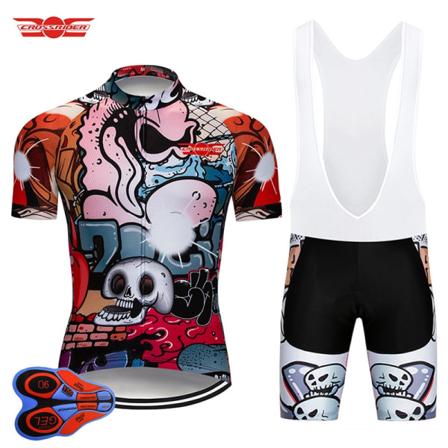 2023 Funny PRO Cykeltröja 9D Gel Bike Shorts Kostym MTB Uniform Ropa Ciclismo Herr Sommar Cykelkläder Maillot Culotte Red S