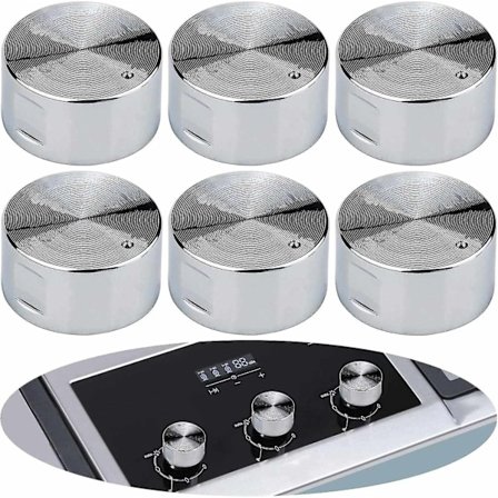 6 st Metall Gasknappar Spis 6mm Universal Spiskontroll Räckvidd Ugn Knappar Spishäll Brännarknapp-WELLNGS