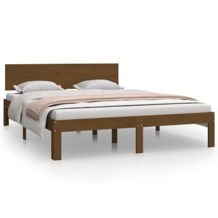 Vidaxl Sängram Honungsbrun Massiv Furu 140x200 Cm Brun
