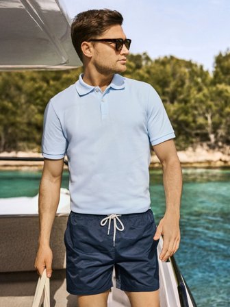 John Henric Men's Hellblaues Jersey-Poloshirt Baumwolle Size XXL