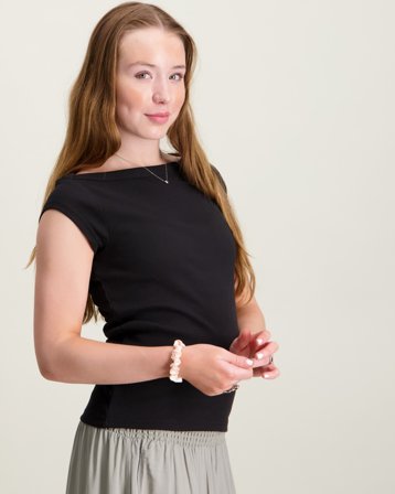 LMTD NLFKANA SS SHORT BOATNECK TOP Svart Topper/Bluser Jente - Kids Brand Store