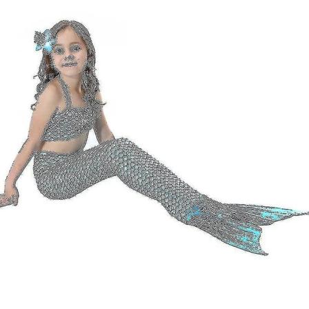 Badkläder för flickor för barn Mermaid Tail Set Rollspel Kostymer Simdräkter V Blue